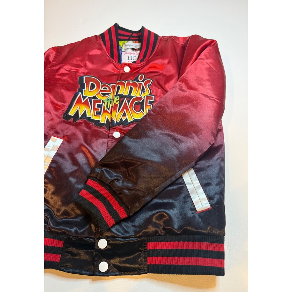 Headgear Classics Dennis the Menace Varsity Jacket Red Black Ombre Satin S - Picture 2 of 14